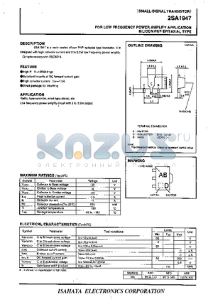 2SA1947 datasheet - FOR LOW FREQUENCY POWER AMPLIFY APPLICATION SILICON PNP EPITAXIAL TYPE