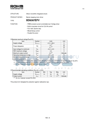 BD6387EFV datasheet - Silicon monolithic integrated circuits