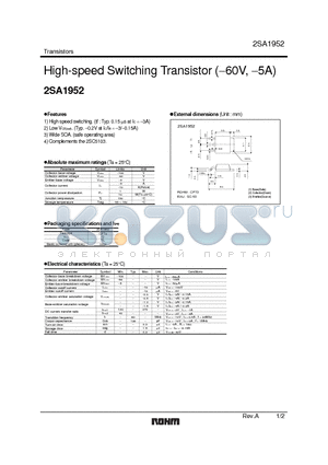 2SA1952 datasheet - High-speed Switching Transistor (−60V, −5A)