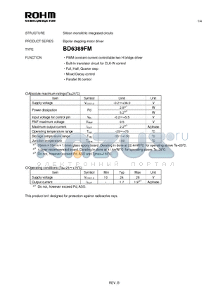 BD6389FM datasheet - Silicon monolithic integrated circuits