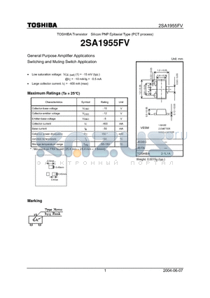 2SA1955FV datasheet - General Purpose Amplifier Applications Switching and Muting Switch Application