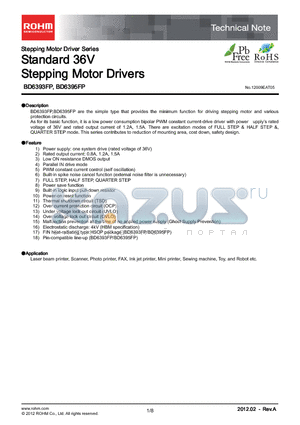 BD6393FP datasheet - Standard 36V Stepping Motor Drivers
