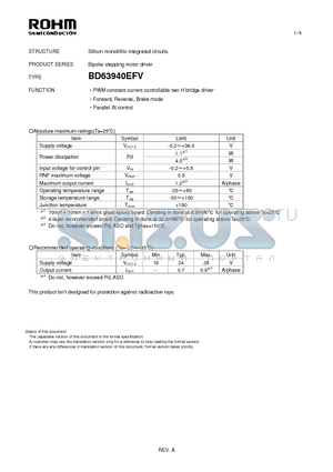 BD63940EFV datasheet - Silicon monolithic integrated circuits