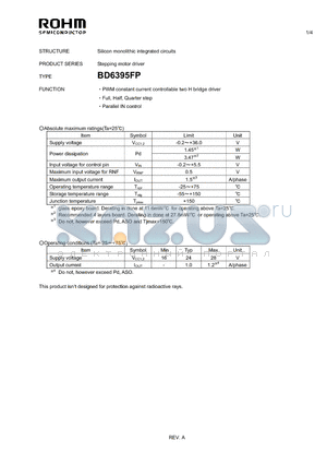 BD6395FP datasheet - Silicon monolithic integrated circuits