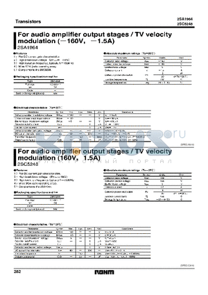 2SA1964 datasheet - For audio amplifier output stages/TV velocity modulation (-160V, -1.5A)