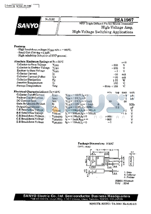 2SA1967 datasheet - High-Voltage Amp, High-Voltage Switching Applications