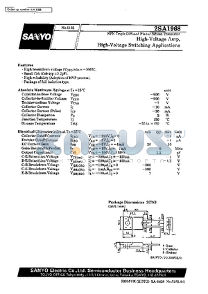 2SA1968 datasheet - High-Voltage Amp, High-Voltage Switching Applications