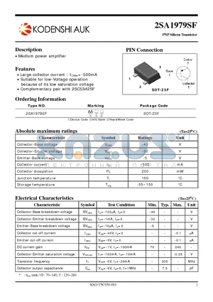 2SA1979SF datasheet - Medium power amplifier