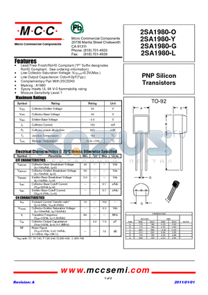 2SA1980-G datasheet - PNP Silicon Transistors