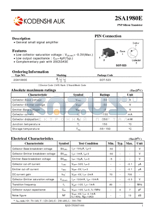 2SA1980E datasheet - General small signal amplifier