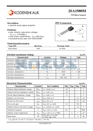 2SA1980M datasheet - General small signal amplifier