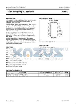 AM6012D datasheet - 12-Bit multiplying D/A converter