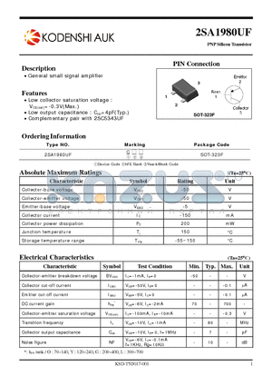 2SA1980UF datasheet - General small signal amplifier
