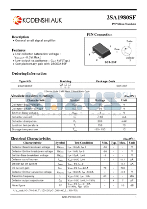 2SA1980SF datasheet - General small signal amplifier