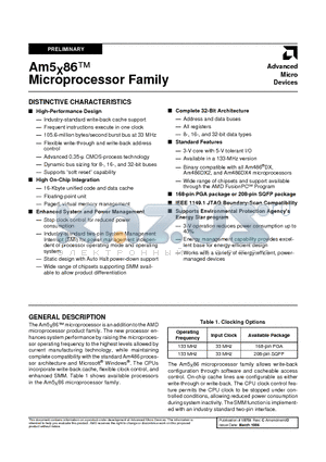 AM5X86 datasheet - Am5X86 Microprocessor Family