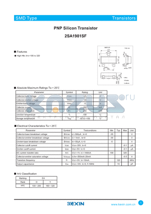 2SA1981SF datasheet - PNP Silicon Transistor