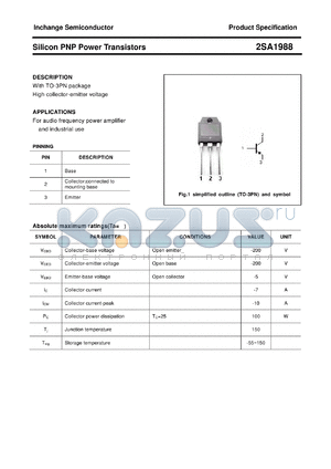 2SA1988 datasheet - Silicon PNP Power Transistors