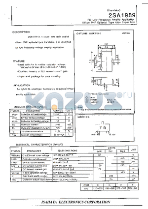 2SA1989 datasheet - For Low Frequency Amplify Application Silicon PNP Epitaxial Type Uitra Super Nini