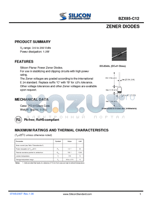 BZX85-C20 datasheet - ZENER DIODES