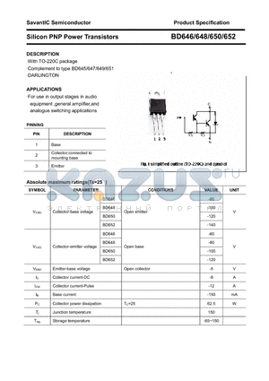 BD650 datasheet - Silicon PNP Power Transistors