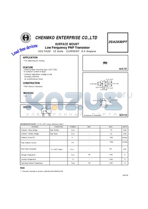 2SA2030PT datasheet - Low Ferquency PNP Transistor