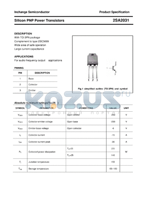 2SA2031 datasheet - Silicon PNP Power Transistors