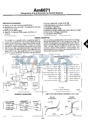 AM6071 datasheet - Companding D-to-A Converter for Control Systems