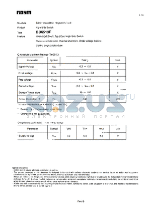 BD6513F datasheet - High-Side Switch