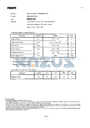 BD6516F datasheet - High Side Switch