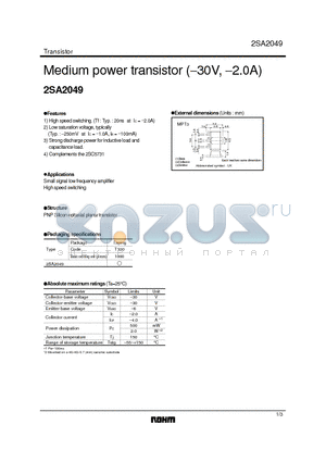 2SA2049 datasheet - MEDIUM POWER TRANSISTOR