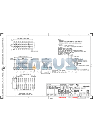 20021121-00004C8LF datasheet - 1.27X1.27MM BTB HEADER UNSTROUDED, SMT