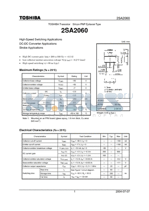 2SA2060 datasheet - High-Speed Switching,  DC-DC Converter, Strobe Applications