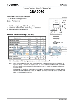 2SA2060_09 datasheet - High-Speed Switching Applications DC-DC Converter Applications Strobe Applications