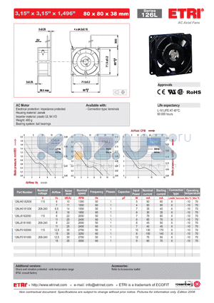 126LF0181000 datasheet - AC Axial Fans