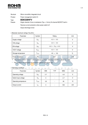 BD6528HFV datasheet - Silicon monolithic integrated circuit