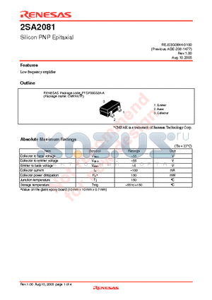 2SA2081 datasheet - Silicon PNP Epitaxial