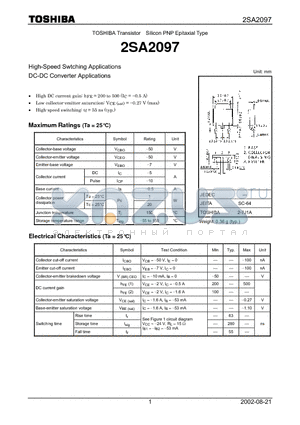 2SA2097 datasheet - High-Speed Swtching Applications DC-DC Converter Applications