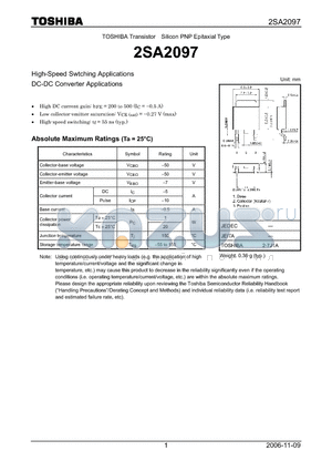 2SA2097 datasheet - High-Speed Swtching Applications DC-DC Converter Applications