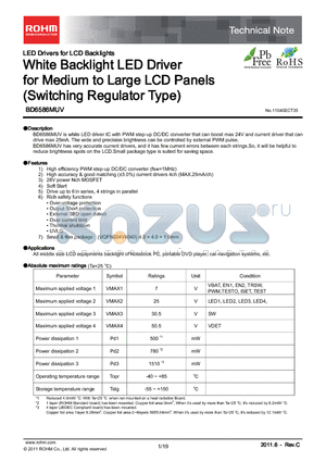 BD6586MUV_11 datasheet - White Backlight LED Driver for Medium to Large LCD Panels (Switching Regulator Type)