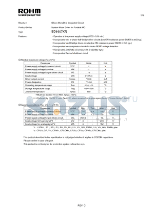 BD6607KN datasheet - Silicon Monolithic Integrated Circuit