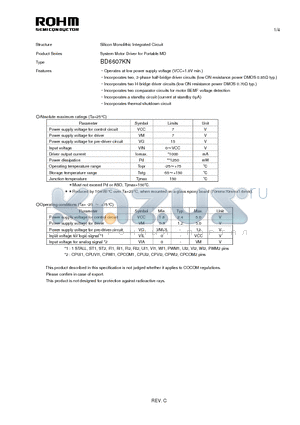 BD6607KN_11 datasheet - Silicon Monolithic Integrated Circuit