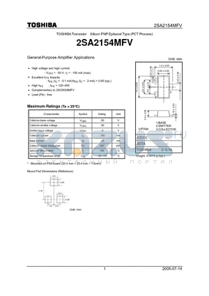 2SA2154MFV datasheet - General-Purpose Amplifier Applications