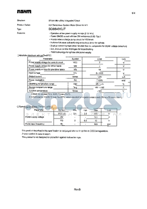 BD6640KUT datasheet - 4ch Sensorless System Motor Driver for MD
