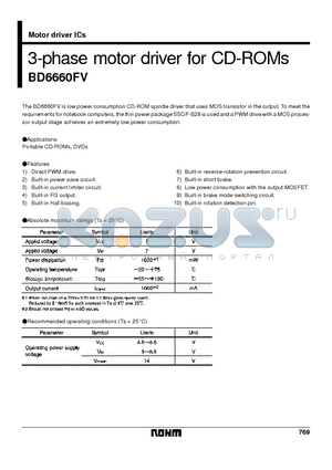 BD6660FV datasheet - 3-phase motor driver for CD-ROMs