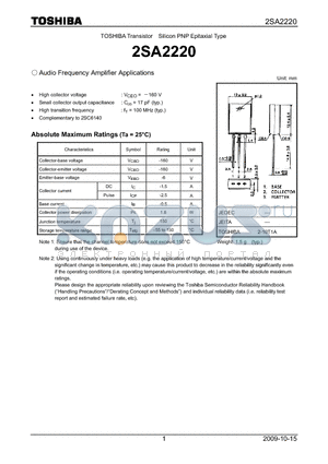 2SA2220 datasheet - Transistor Silicon PNP Epitaxial Type