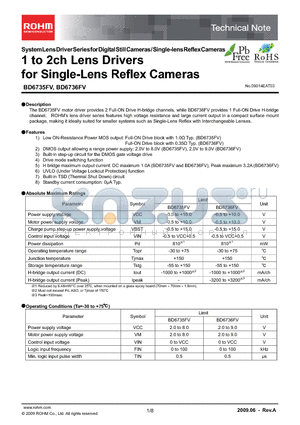 BD6735FV datasheet - 1 to 2ch Lens Drivers for Single-Lens Reflex Cameras