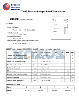 2SA608 datasheet - Plastic-Encapsulated Transistors