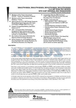 5962-9681101QXA datasheet - 3.3-V ABT SCAN TEST DEVICES WITH 18-BIT UNIVERSAL BUS TRANSCEIVERS