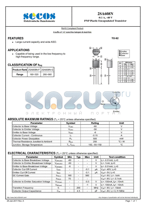 2SA608N datasheet - PNP Plastic Encapsulated Transistor