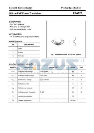 2SA626 datasheet - Silicon PNP Power Transistors